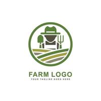 azienda agricola logo. contadino logo design vettore