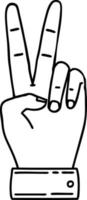 nero e bianca tatuaggio linework stile pace simbolo Due dito mano gesto vettore