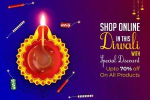 contento Diwali in linea shopping promozione bandiera design vettore