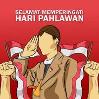 selamat hari pahlawan si intende contento eroi nazionale Indonesia giorno vettore