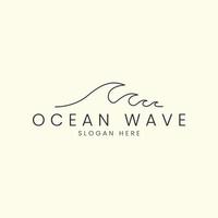 oceano lineare minimalista stile logo vettore icona modello illustrazione design. onda acqua, sole, mare, logo design