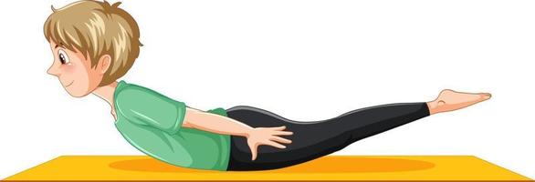 locusta posa yoga cartone animato personaggio vettore