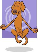 cartone animato Meditare e levitante cane personaggio vettore