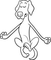 cartone animato Meditare e levitante cane colorazione pagina vettore