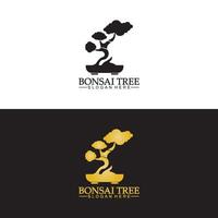 Bonsai logo design silhouette icona vettore