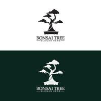 Bonsai logo design silhouette icona vettore