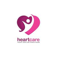 cuore cura logo. Salute cura logo design vettore