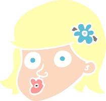 piatto colore illustrazione cartone animato viso di un' ragazza vettore
