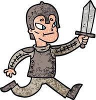 grunge strutturato illustrazione cartone animato medievale guerriero vettore