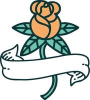 iconico tatuaggio stile Immagine di un' rosa e bandiera vettore