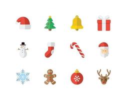 Natale piatto colore icona impostato con inverno relazionato icone vettore