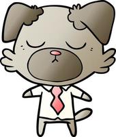 carino cartone animato cane indossare ufficio camicia vettore