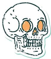 iconico afflitto etichetta tatuaggio stile Immagine di un' cranio vettore