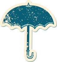 iconico afflitto etichetta tatuaggio stile Immagine di un ombrello vettore