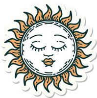 etichetta di tatuaggio nel tradizionale stile di un' sole vettore