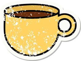 afflitto etichetta tatuaggio nel tradizionale stile di tazza di caffè vettore