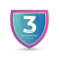 3 ° terzo anniversario festeggiare icona logo etichetta vettore evento oro colore scudo