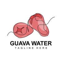 acqua guaiava logo design vettore con linea stile fresco frutta mercato illustrazione vitamina pianta