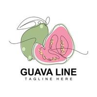 guaiava logo disegno, vettore con linea stile, fresco frutta mercato illustrazione, vitamina pianta