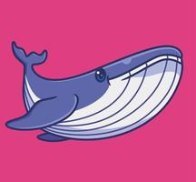 carino blu balena natura. isolato cartone animato animale illustrazione. piatto stile etichetta icona design premio logo vettore. portafortuna personaggio vettore