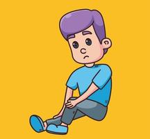 poco ragazzo triste cartone animato illustrazione vettore