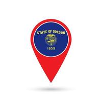carta geografica pointer con bandiera di Oregon. vettore illustrazione.