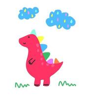 rosa cartone animato dinosauro. figli di illustrazione per un' manifesto, cartolina, Stampa su Abiti. vettore