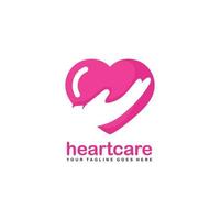 cuore cura logo. Salute cura logo design vettore