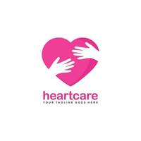 cuore cura logo. Salute cura logo design vettore