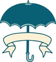 tradizionale tatuaggio con bandiera di un ombrello vettore