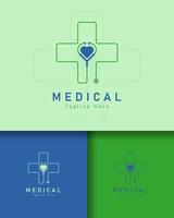 medico Salute logo design su diverso colorato sfondo vettore