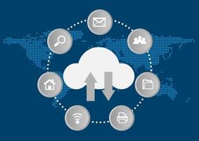 diagramma grafico concetto di cloud computing infrastruttura collegamento accesso gestione dati illustrazione vettoriale