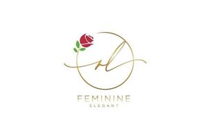 iniziale rl femminile logo bellezza monogramma e elegante logo disegno, grafia logo di iniziale firma, nozze, moda, floreale e botanico con creativo modello. vettore