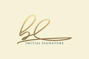 iniziale bl lettera firma logo modello elegante design logo. mano disegnato calligrafia lettering vettore illustrazione.