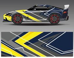 vettore di disegno dell'involucro dell'auto. grafica astratta stripe racing kit di sfondo disegni per avvolgere veicoli da corsa auto da rally avventura e livrea