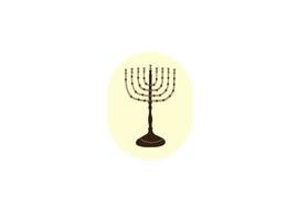 nero hanukkah menorah icona isolato su giallo sfondo. religione icona. hanukkah tradizionale simbolo. vacanza religione, ebraico Festival di luci. lungo ombra stile. vettore. vettore