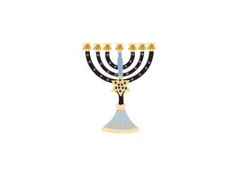 nero hanukkah menorah icona isolato su giallo sfondo. religione icona. hanukkah tradizionale simbolo. vacanza religione, ebraico Festival di luci. lungo ombra stile. vettore. vettore