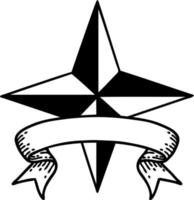 nero linework tatuaggio con bandiera di un' stella vettore