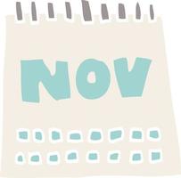 cartone animato scarabocchio calendario mostrando mese di novembre vettore