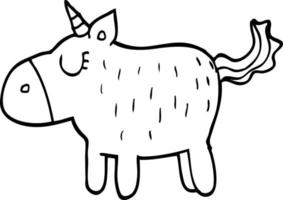 linea disegno cartone animato carino unicorno vettore