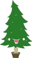 carino piatto colore stile cartone animato Natale albero vettore