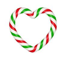 Natale caramella canna cuore telaio con rosso e verde a strisce. natale confine con a strisce caramella lecca-lecca modello. vuoto Natale e nuovo anno modello. vettore illustrazione isolato su bianca sfondo