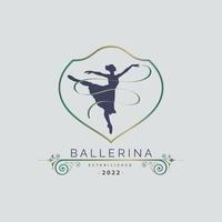 scuola e studio di ballo della ballerina nel vettore di progettazione del modello di logo di stile di danza del movimento di balletto per il marchio o l'azienda e altro