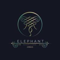 elefante calligrafia stile lusso monogramma logo modello design per marca o azienda e altro vettore