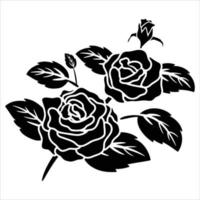 silhouette motivo nero fiore rosa vettore