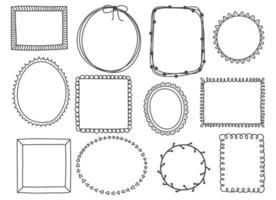 set disegnato a mano di cornici carini vettore