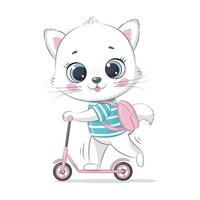 simpatico gattino su scooter vettore