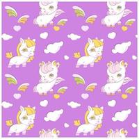 carino piccolo unicorni lavanda seamless pattern vettore