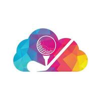 bastone golf nube forma concetto logo design vettore modello. golf logo disegni. golf sport silhouette logo design modello