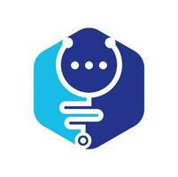 medico Chiacchierare e parlare vettore logo design. medico Aiuto e consultare logo concetto.